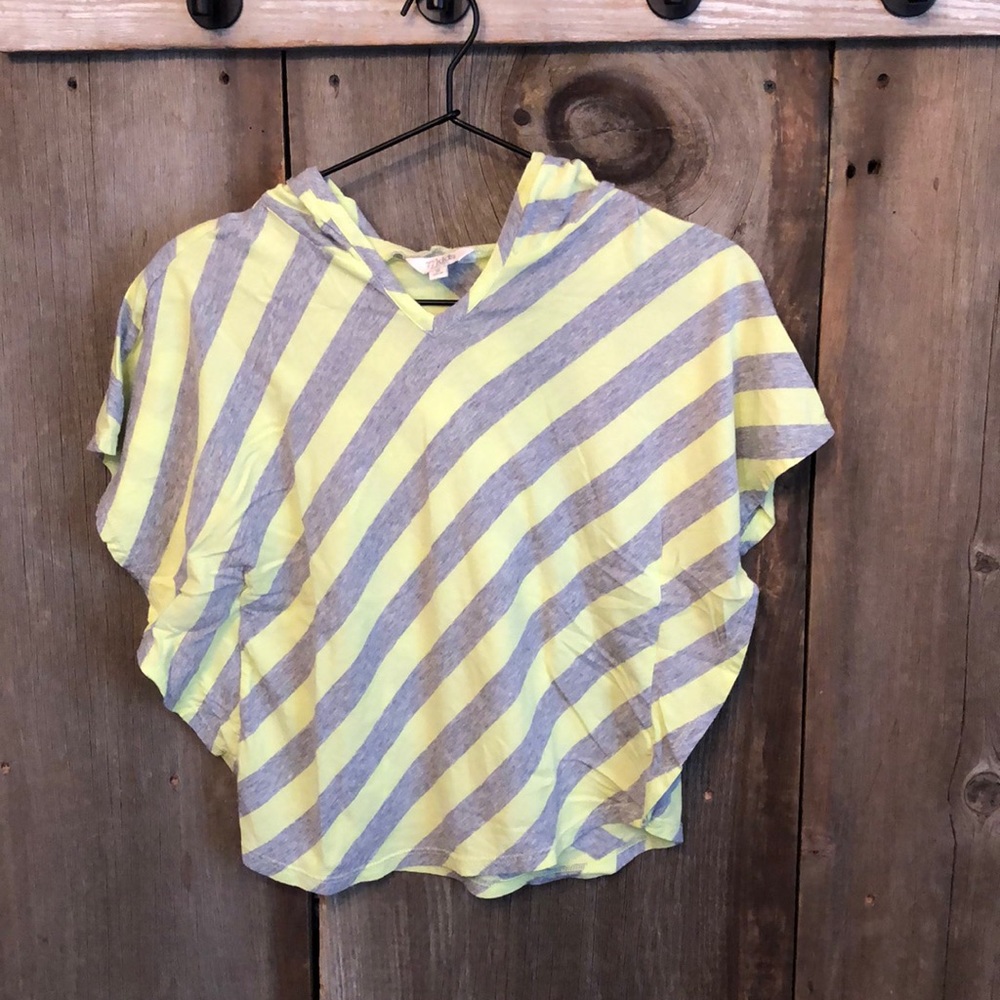77kids Gray Yellow Stripe Hooded Poncho Small 7 8